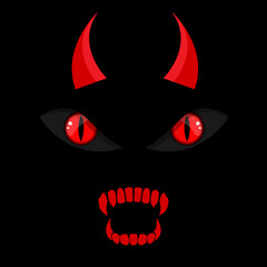 Devil face Horns Eyes Teeth illustration
