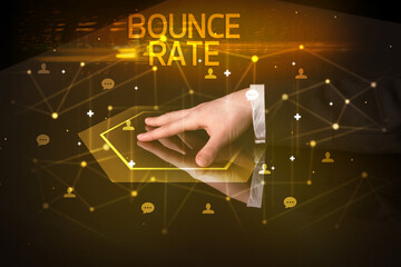 Navigating social networking with BOUNCE RATE inscription, new media concept