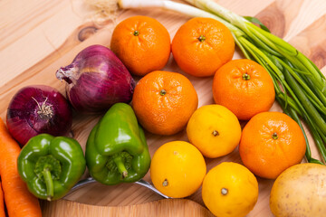 healthy, fresh, raw vegetables and fruits