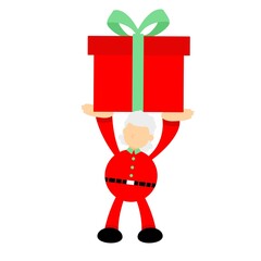 red santa and red box cartoon doodle flat design style vector illustration