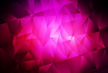 Dark Pink vector background with triangles.