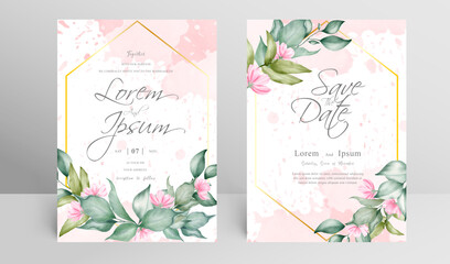 Editable watercolor Wedding Invitation card set template