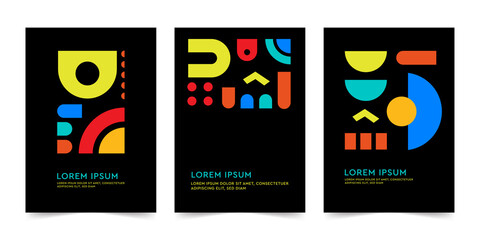 Poster template, Company identity brochure template collection. Business presentation vector A4. Corporate report cover abstract geometric illustration design layout bundle. Abstract art