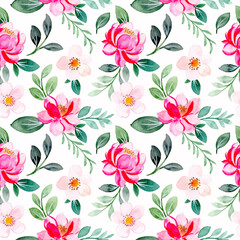 Seamless pattern of beautiful pink floral watercolor