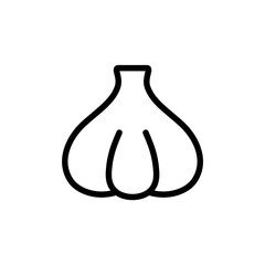Garlic. Linear icon of spicy vegetable. Black simple illustration of flavoring agent for product. Contour isolated vector pictogram on white background