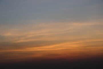 Aerial view , Beautiful sunset sky over city. Twilight over urban district. Typical modern residential area.