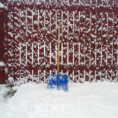 snowfall and shovel