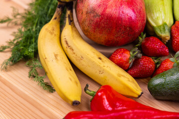 healthy, fresh, raw vegetables and fruits