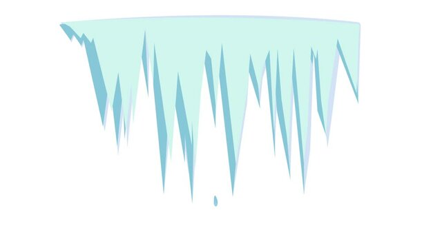 Icicles. Spring drop animation, alpha channel enabled. Cartoon