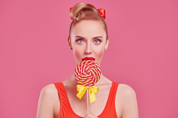 licking sweet lollipop