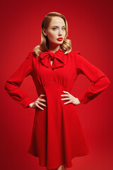 Fototapeta premium attractive woman in red