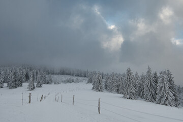 Winter in Grendelbruch in den Vogesen in Frankreich