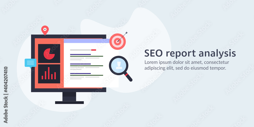 Leinwandbilder search engine ranking of website and seo audit report displaying on computer screen. website report 