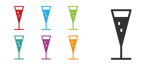 Black Glass of champagne icon isolated on white background. Set icons colorful. Vector Illustration.