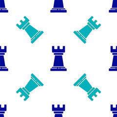 Blue Business strategy icon isolated seamless pattern on white background. Chess symbol. Game, management, finance. Vector Illustration.