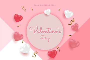 happy valentine's day banners sale promotion and discount, realistic style with editable text effect. Premium Vector