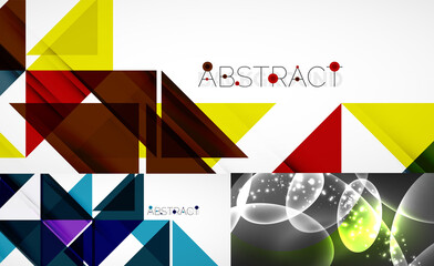 Set of minimal geometric abstract backgrounds. Vector illustrations for covers, banners, flyers, social media