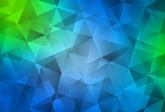 Light Blue, Green vector gradient triangles pattern.