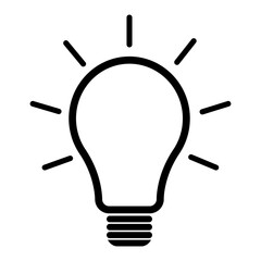 Light bulb icon, Lightbulb energy symbol Electric power vector illustration isolated on white background Black and white design
