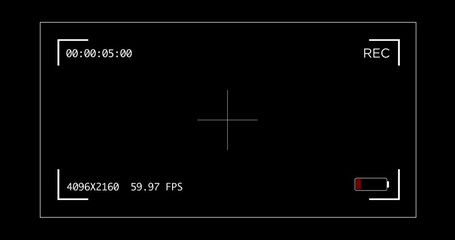 Screen monitor view finder camera camcorder display flashing battery and recording counting time