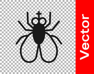 Black Insect fly icon isolated on transparent background. Vector.