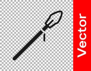 Black Medieval spear icon isolated on transparent background. Medieval weapon. Vector.