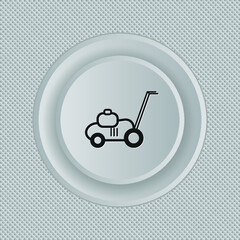 Lawn mower sign. Single line icon on white background. Vector illustration