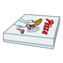 vector drawing of a pizza box. isolated on white background.