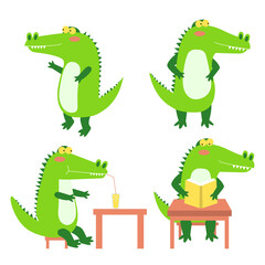 Various Alligators Cartoon, crocodiles cartoon, Vector Ilustration