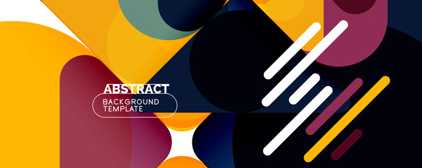 Modern geometric round shapes and dynamic lines, abstract background. Vector illustration for placards, brochures, posters and banners
