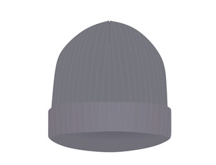 Grey winter hat. vector illustration
