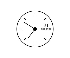 31 seconds Countdown modern Timer icon. Stopwatch and time measurement image isolated on white background