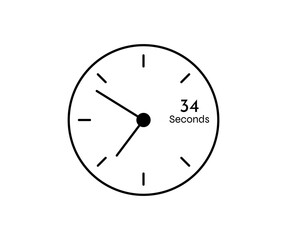 34 seconds Countdown modern Timer icon. Stopwatch and time measurement image isolated on white background