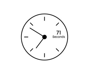 71 seconds Countdown modern Timer icon. Stopwatch and time measurement image isolated on white background