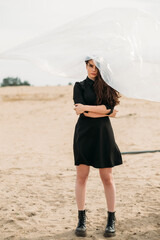 Female freedom. Wind of change. Feminist empowerment. Independence strength. Confident moody...