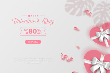 Fototapeta na wymiar happy valentine's day banners sale promotion and discount, realistic style. Premium Vector