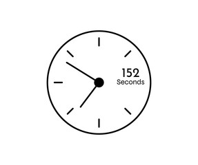 152 seconds Countdown modern Timer icon. Stopwatch and time measurement image isolated on white background