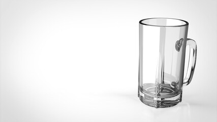 beer mug white background one right angled 3D Render
