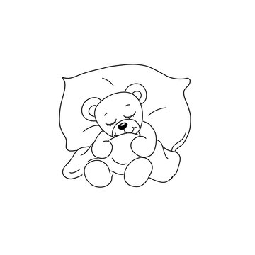 Teddy Bär Spielzeug mit Decke zugedeckt schlafen niedlich süß hübsch klein kuschelig anschmiegen Ausmalbild weich sanft ausruhen lächelnd lachen Freude Frieden friedlich liebevoll einschlafen