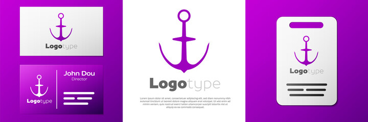 Logotype Anchor icon isolated on white background. Logo design template element. Vector.