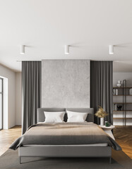 Naklejka na ściany i meble White and concrete master bedroom interior