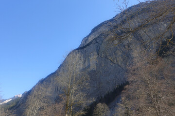A natural landscape of snow-capped mountains taken in Interlaken, Switzerland