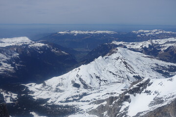Fototapeta na wymiar A natural landscape of snow-capped mountains taken in Interlaken, Switzerland