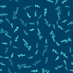 Green line Windscreen wiper icon isolated seamless pattern on blue background. Vector Illustration.