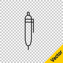 Black line Pen icon isolated on transparent background. Vector Illustration.