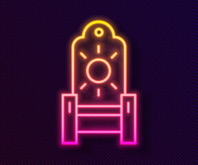 Glowing neon line Medieval throne icon isolated on black background. Vector.