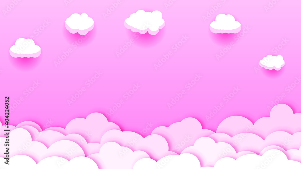 Poster abstract sky paper cut gradient background with clouds vector nature