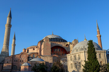 Fototapeta na wymiar Hagia Sophia (Latin: Sancta Sophia, lit. 'Holy Wisdom'), officially the Hagia Sophia Holy Grand Mosque (Turkish: Ayasofya-i Kebir Cami-i Şerifi) and formerly the Church of Hagia Sophia