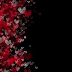 Abstract Red heart on black  background, wallpaper illustration.