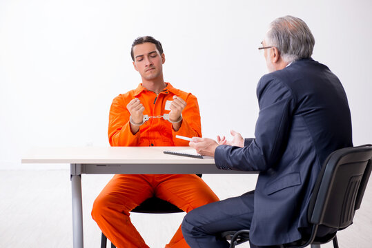 Young captive meeting with advocate in pre-trial detention